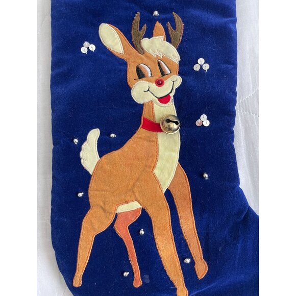 Vintage Rudolph The Red-Nosed Reindeer Applique Christmas Stocking Vintage 1999 - Picture 2 of 9